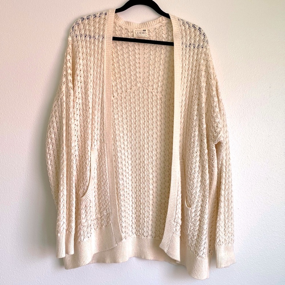 PacSun LA Hearts Cream Knit Cardigan